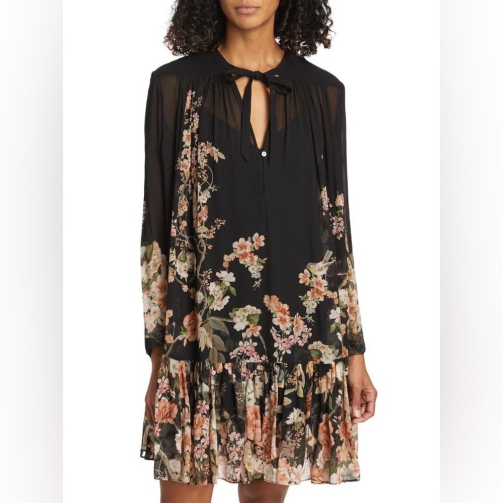 ZIMMERMANN Natura Floral Swing Long-Sleeve Minidress